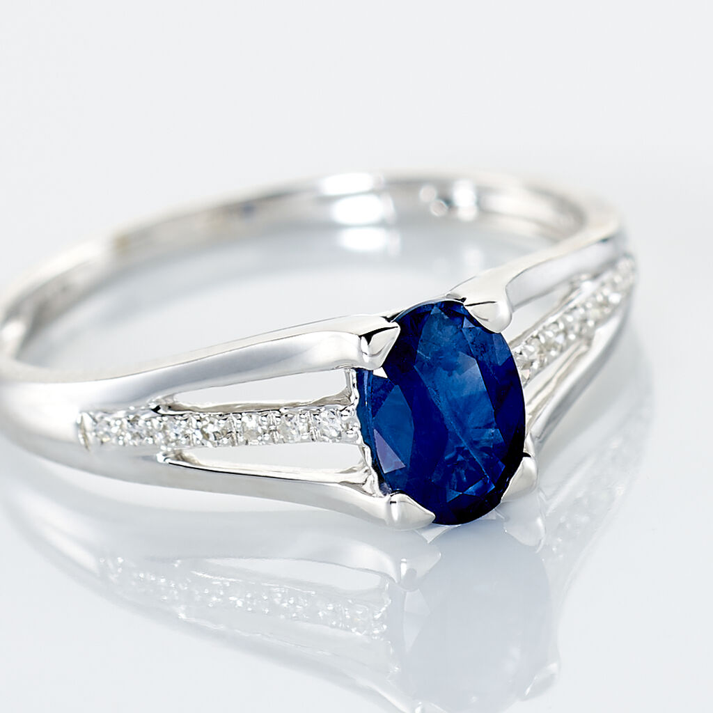 Bague Denise Or Blanc Saphir Et Diamant