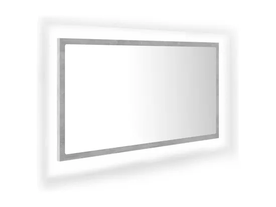 Miroir à LED de salle de bain Gris béton 80x8,5x37 cm Acrylique
