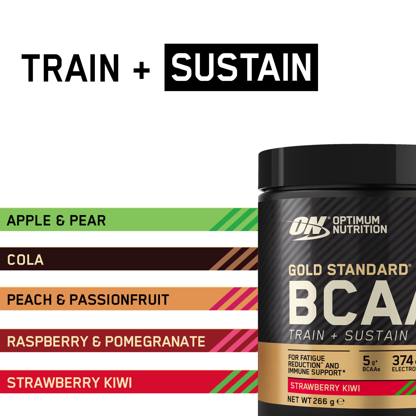 Gold Standard BCAA Train&Sustain - 266g - Erdbeer-Kiwi