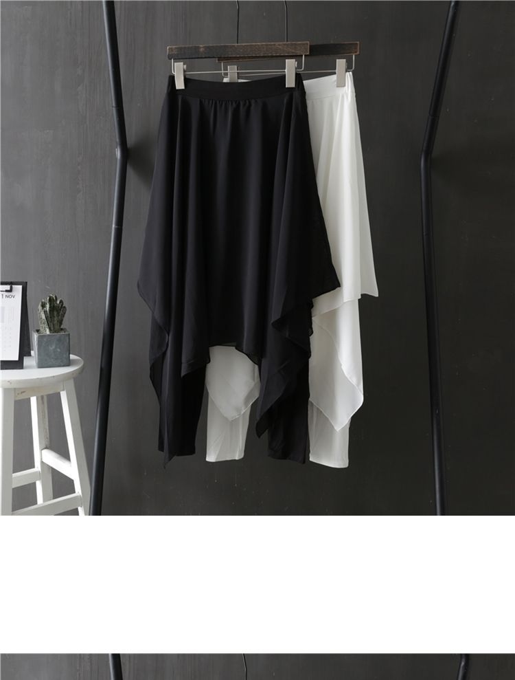 Faiar - Elastische taille, effen asymmetrische rokoverlay, dansbroek
