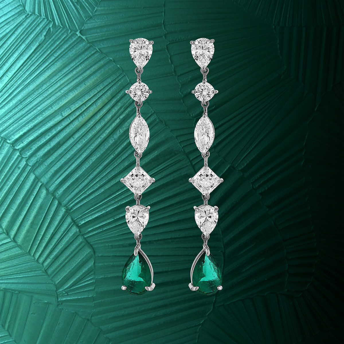 Boucles d'oreilles pendants argent 925 cristal vert