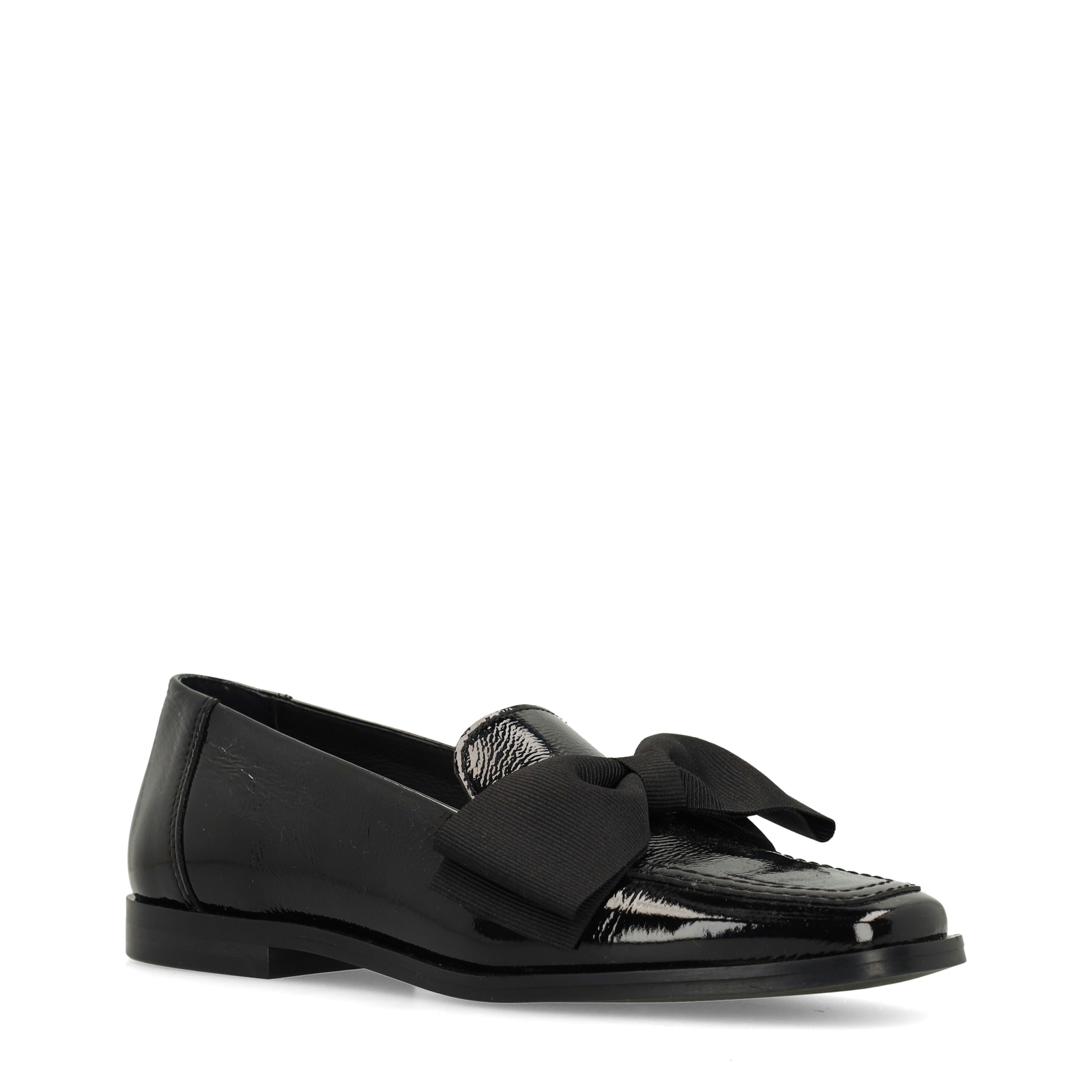 Zwarte lakleren loafers met strik