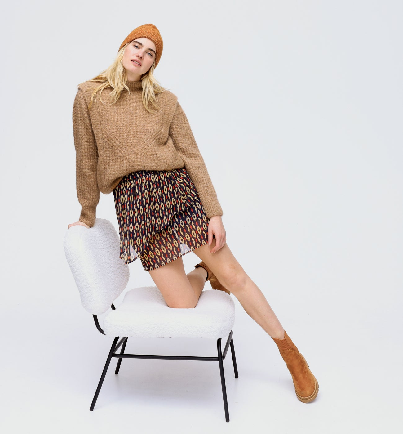 Mini-jupe imprimée Femme - Imprimé marine