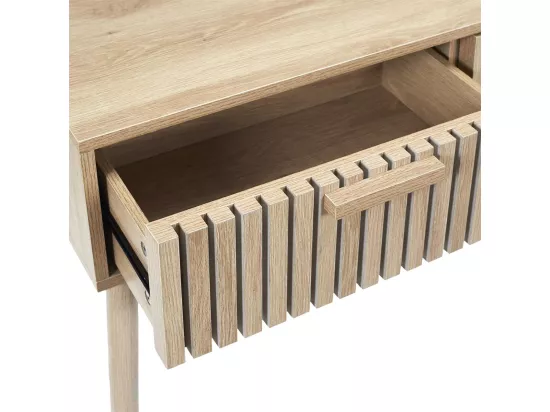 PAJAN - Console 2 Tiroirs Effet Bois avec Tasseaux