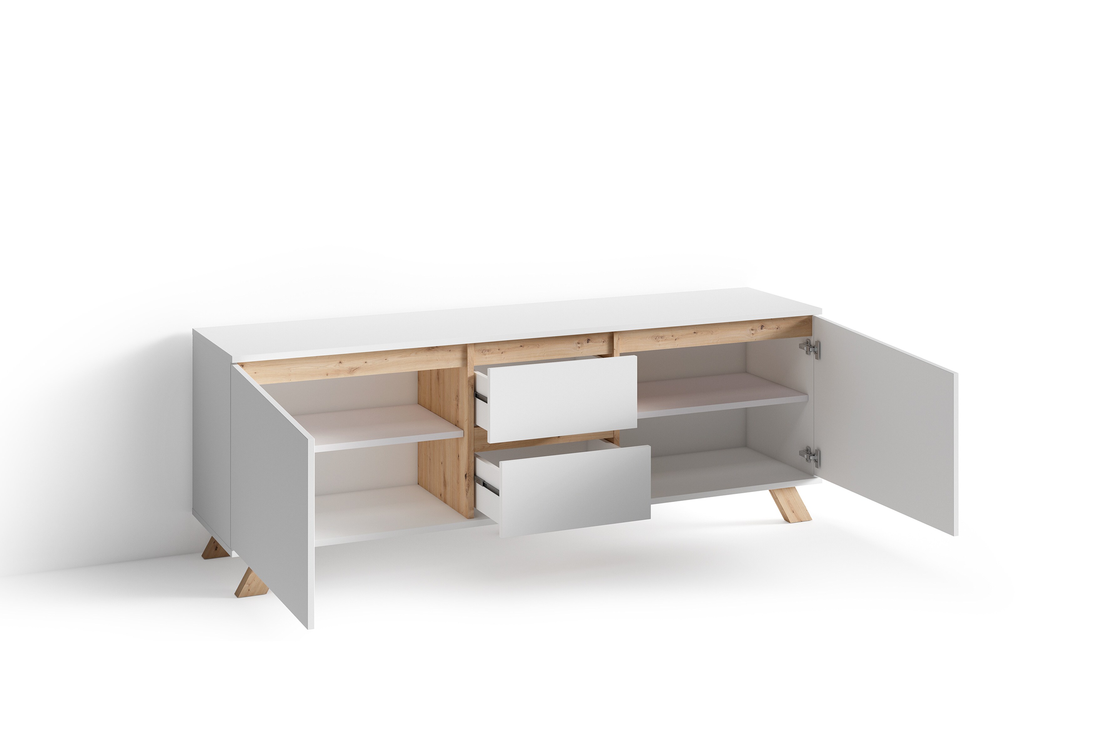 byLIVING TV-Board VALENTIN, Breite 160 cm, weiß/Artisan Eiche (Eiche-Optik)