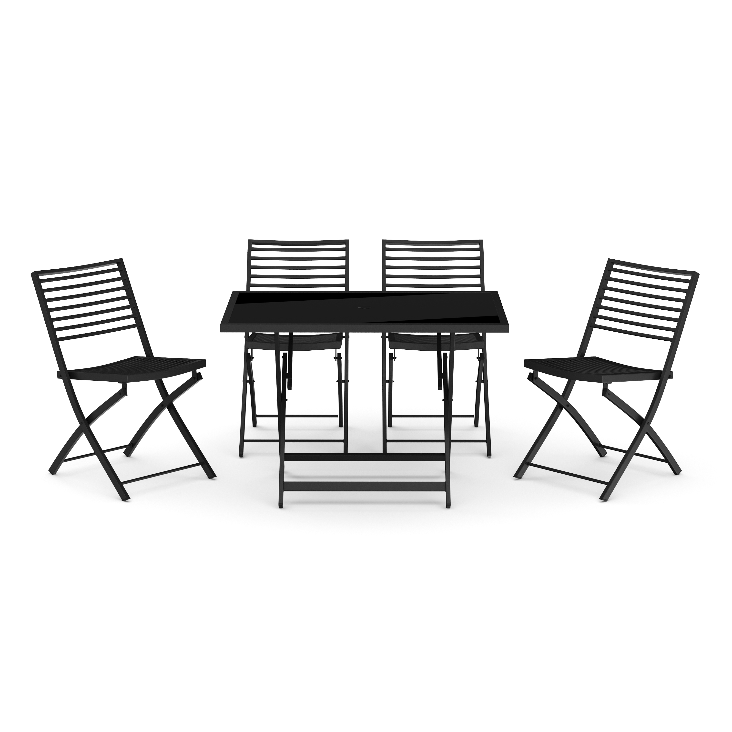 Gartenmöbel Set FABRICE mit Schirmloch schwarz