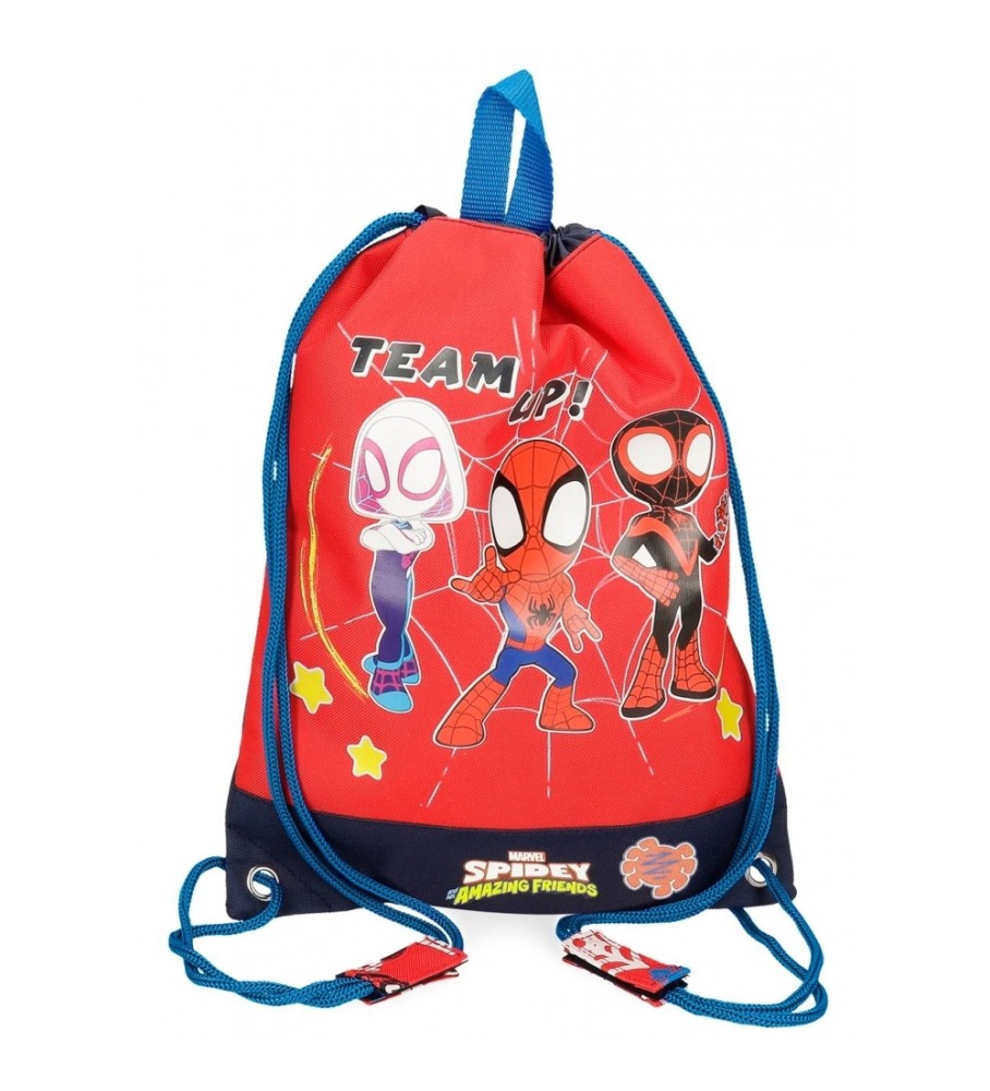 Lancheira Joumma Bags com estampa do Homem-Aranha e seus amigos, vermelha