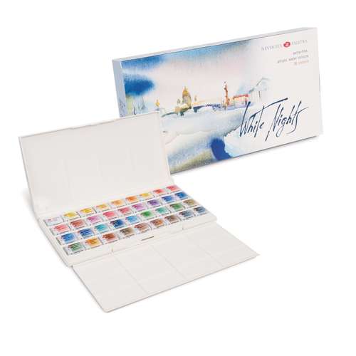 WHITE NIGHTS™ Extrafeine russische Künstler-Aquarellfarbe, Kunststoff-Etui