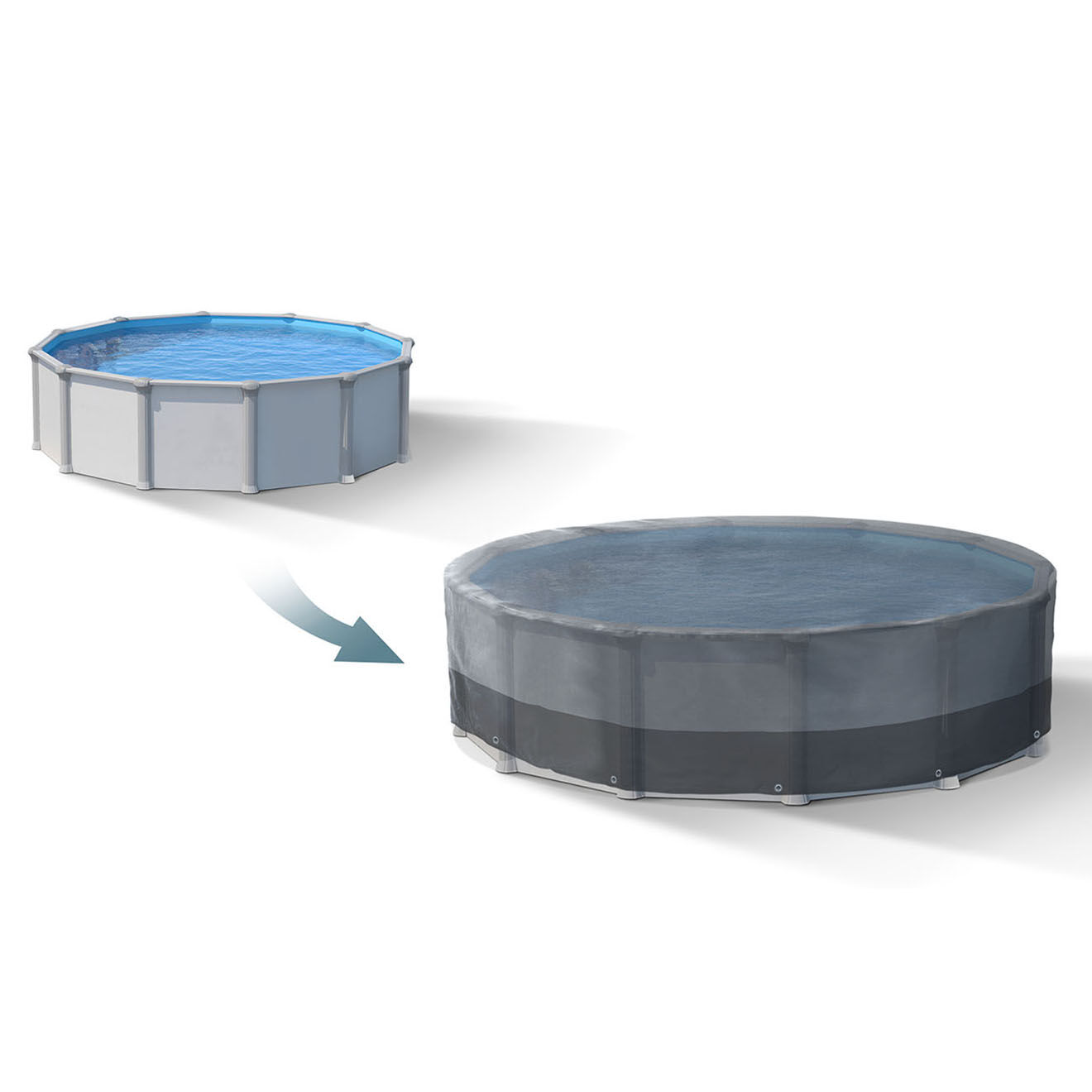 Pratik Garden Housse de protection pour piscine ronde gris/noir - D.370x80 cm