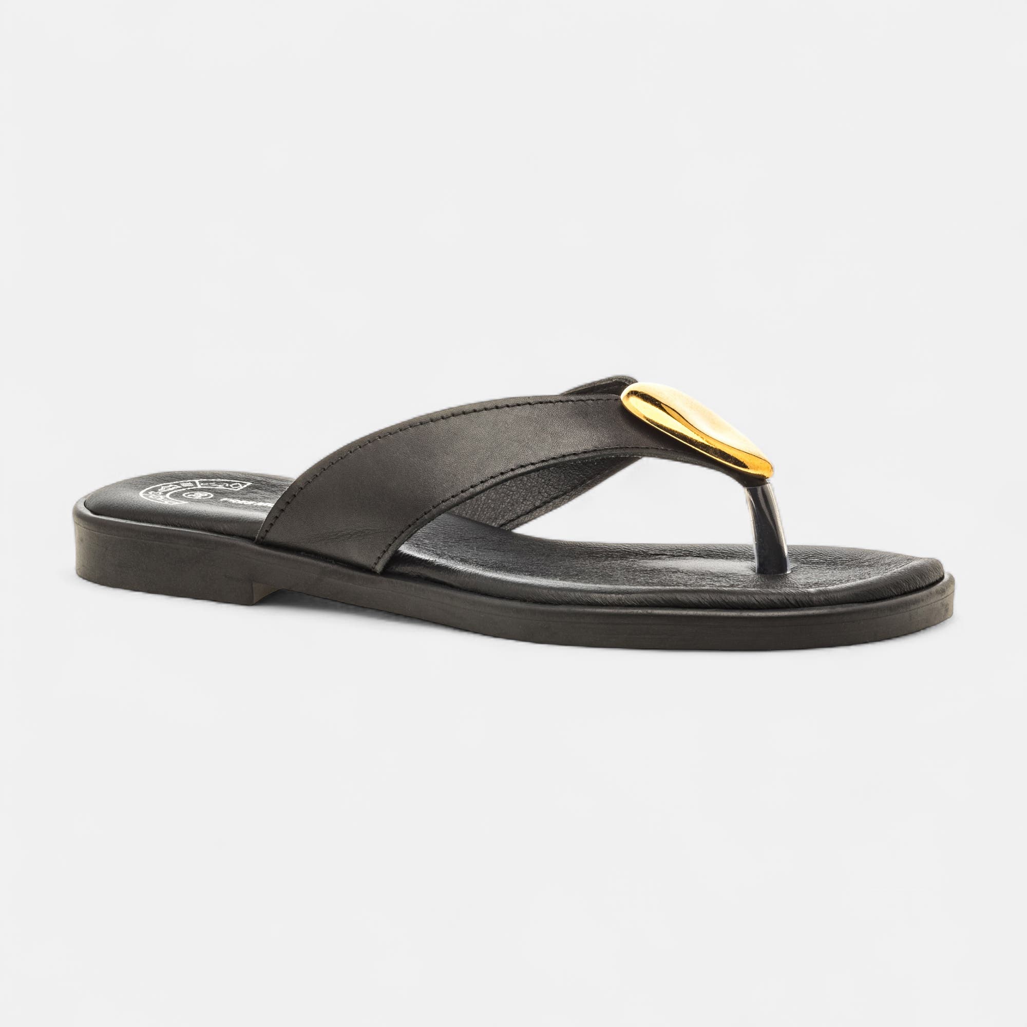 Entre-doigts Femme en cuir noir