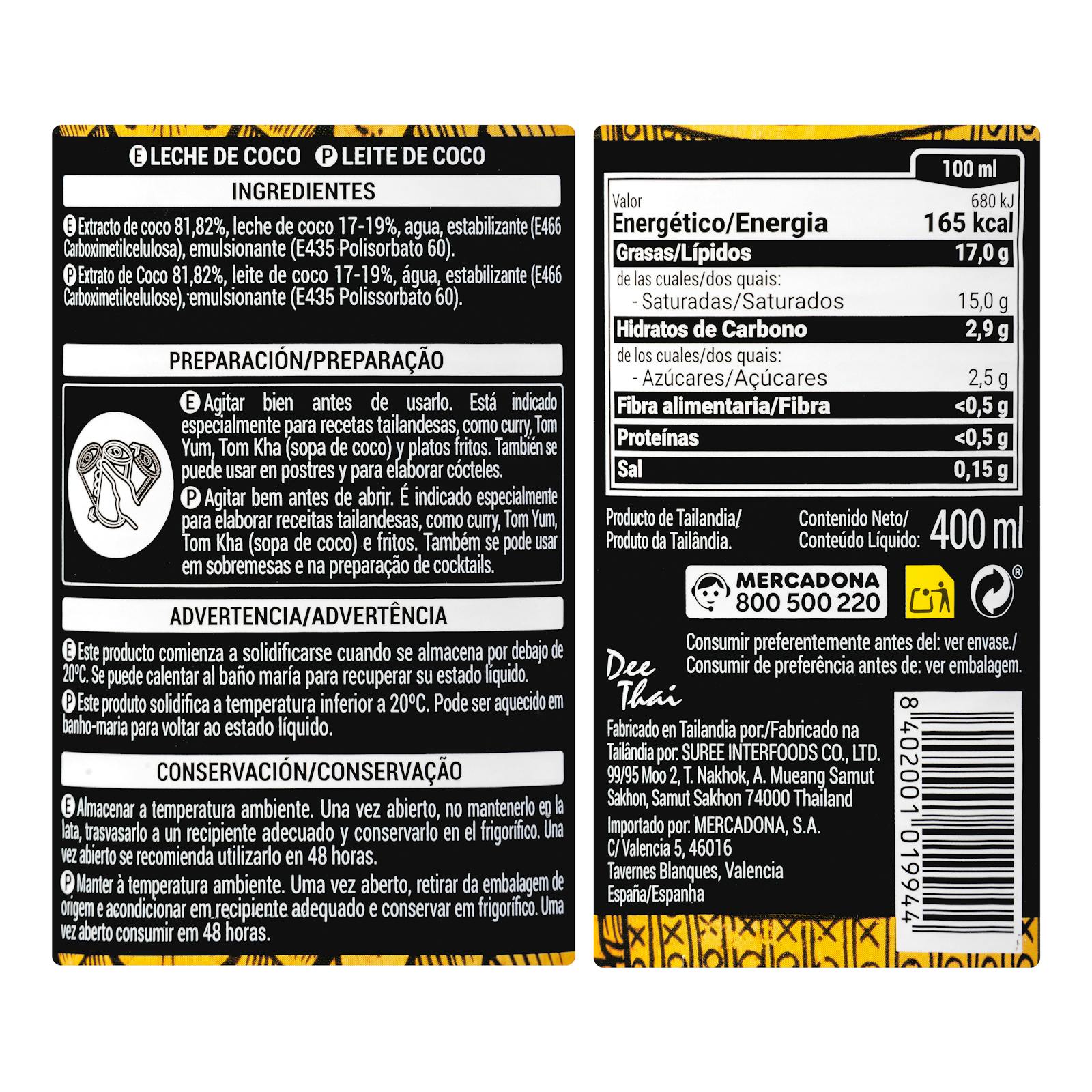 Lait de coco Hacendado