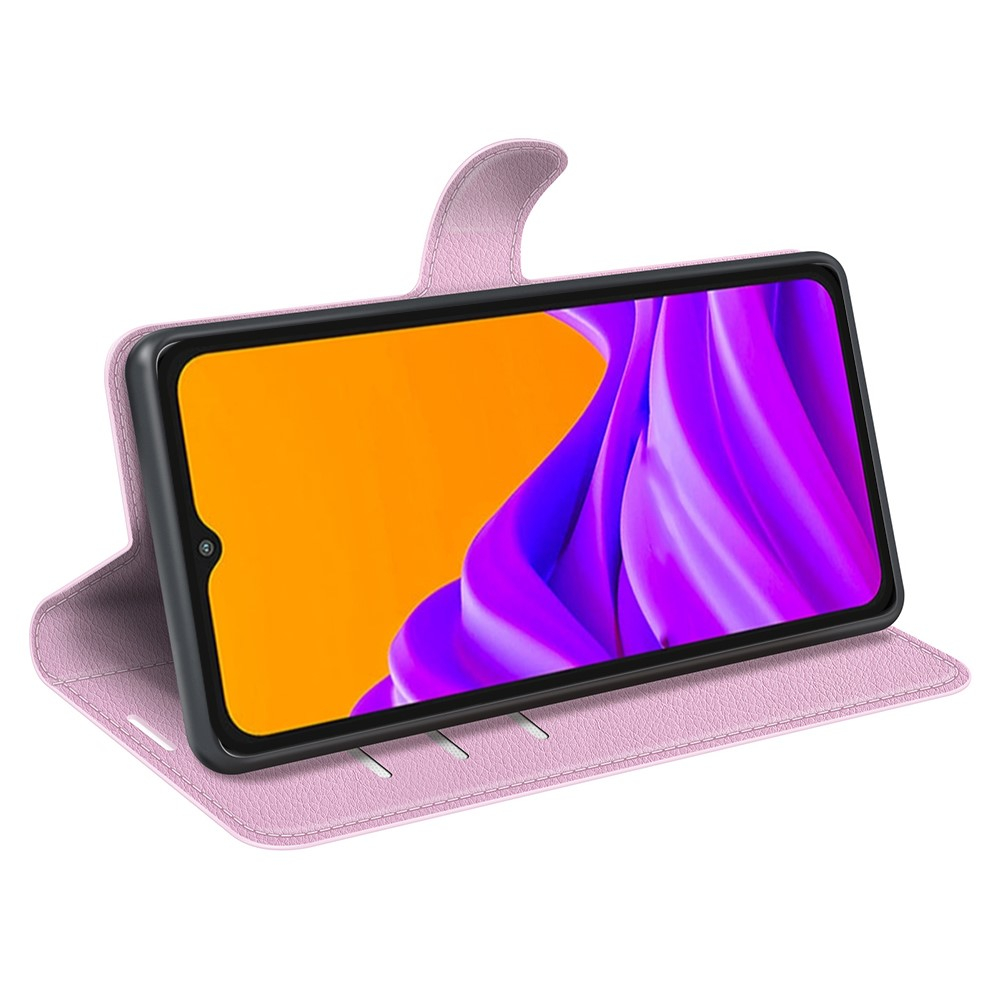 Samsung Galaxy XCover7 Pro Leder Tasche Flip Cover Litchi Look - Rosa