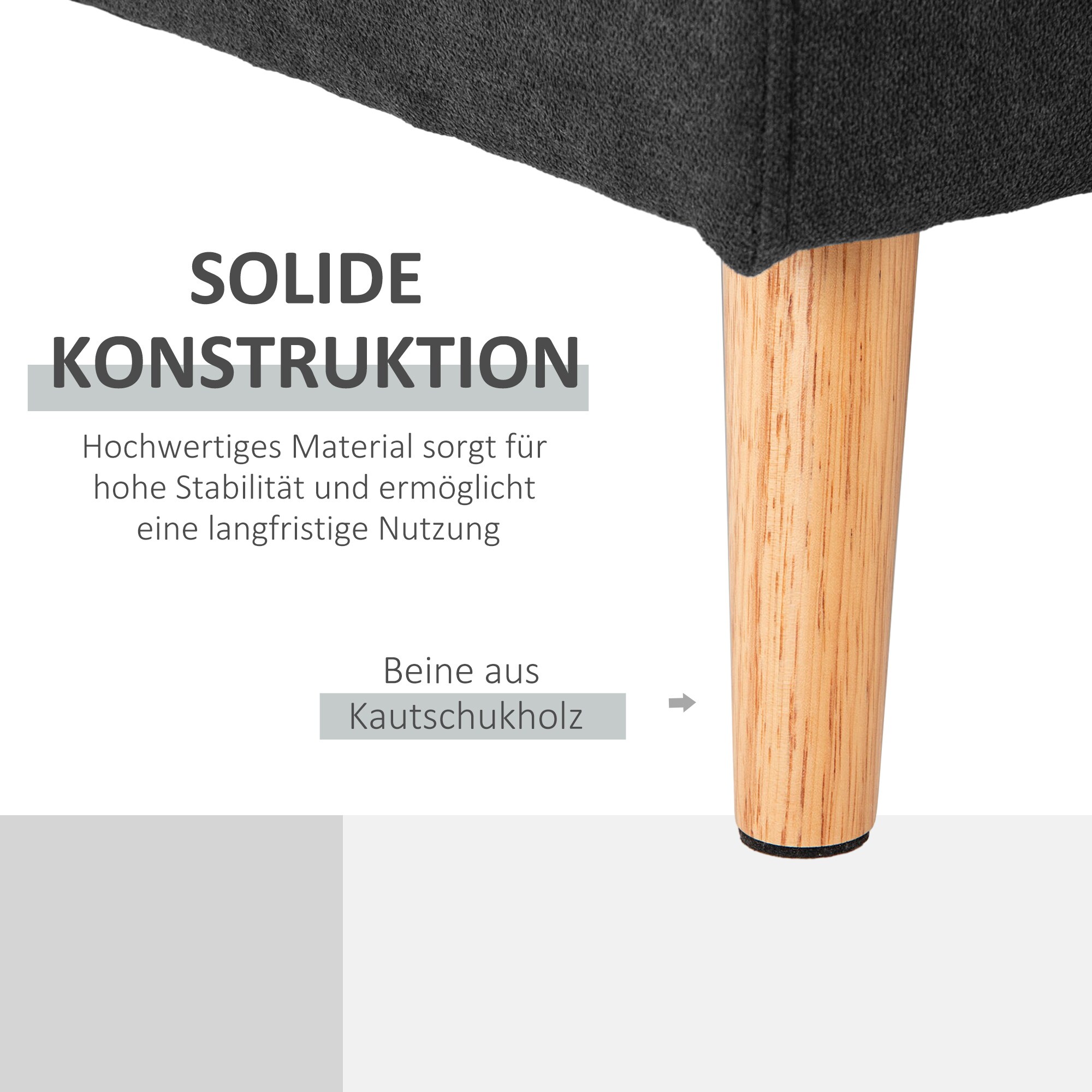 HOMCOM Ecksofa mit abnehmbarem Bezug schwarz 193L x 136B x 85H cm