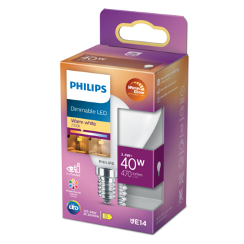 Philips LED kogel E14 40W mat warmglow dimbaar