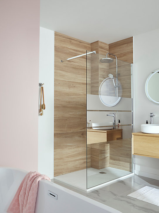 Receveur de douche à poser 80 x 120 cm, recoupable, résine, blanc, Cooke & Lewis Piro