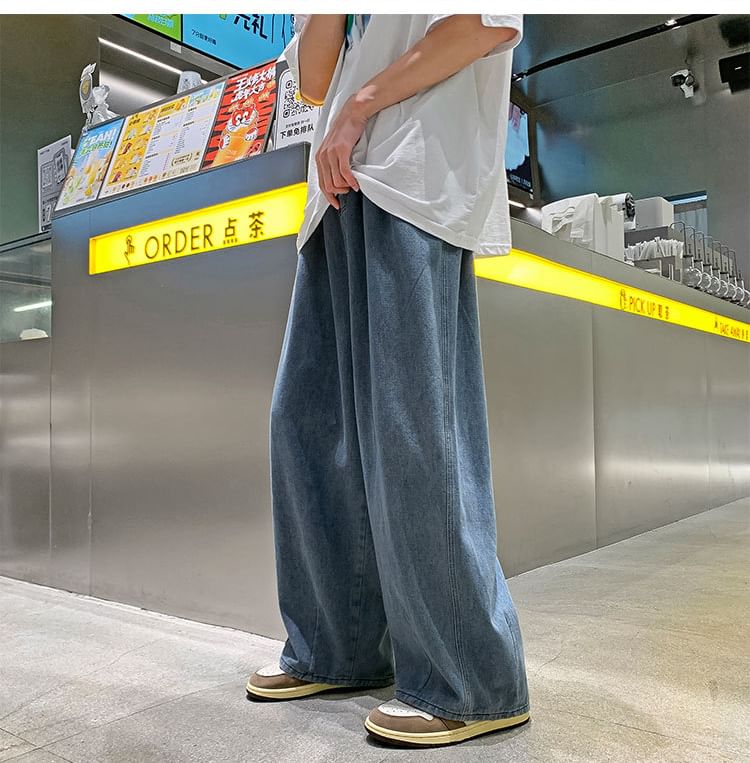 Sinlarity - Mid Rise Wide Leg Jeans