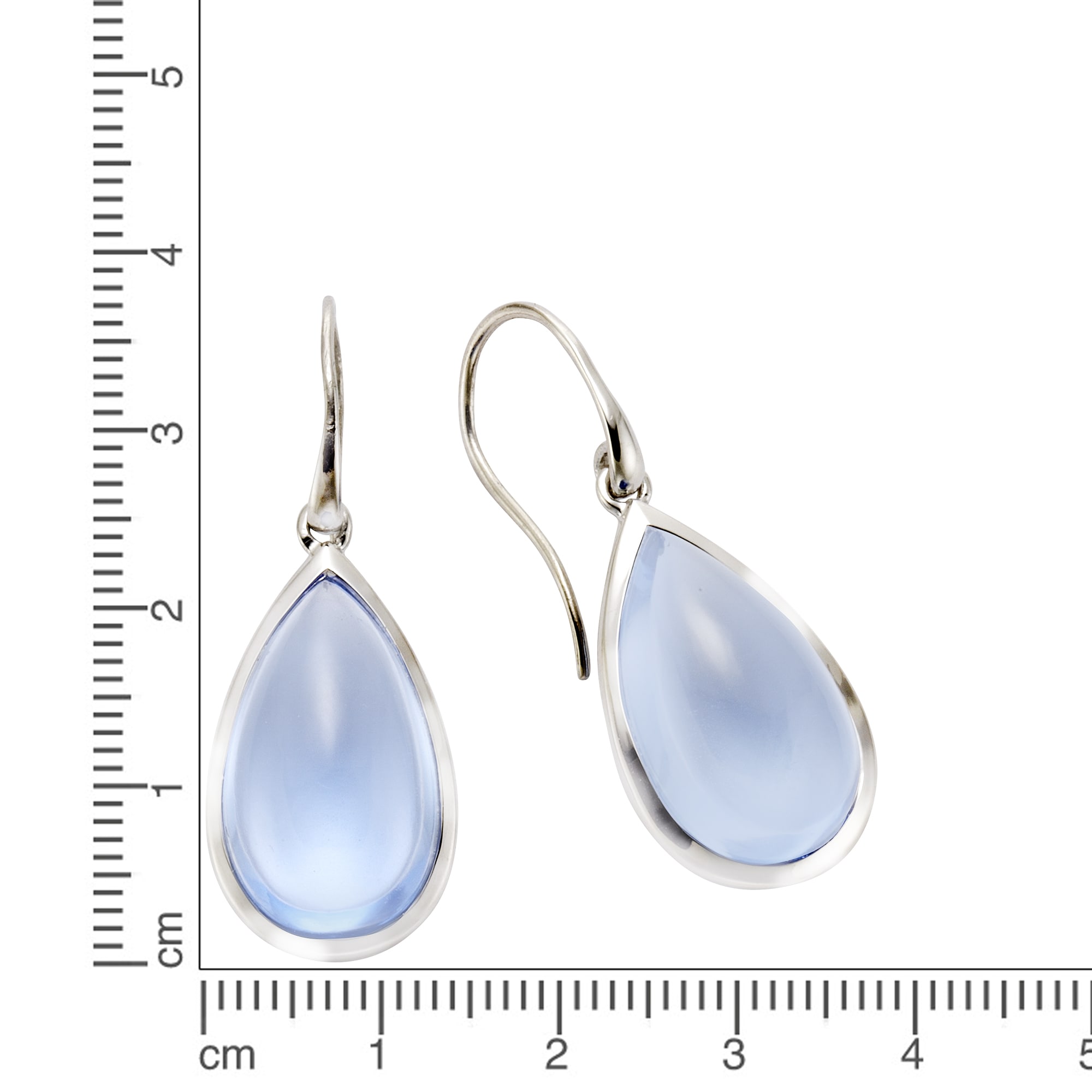 Jamelli Ohrringe Silber 925 rhodiniert 34mm lang mit blauen Quarzen (beh.)