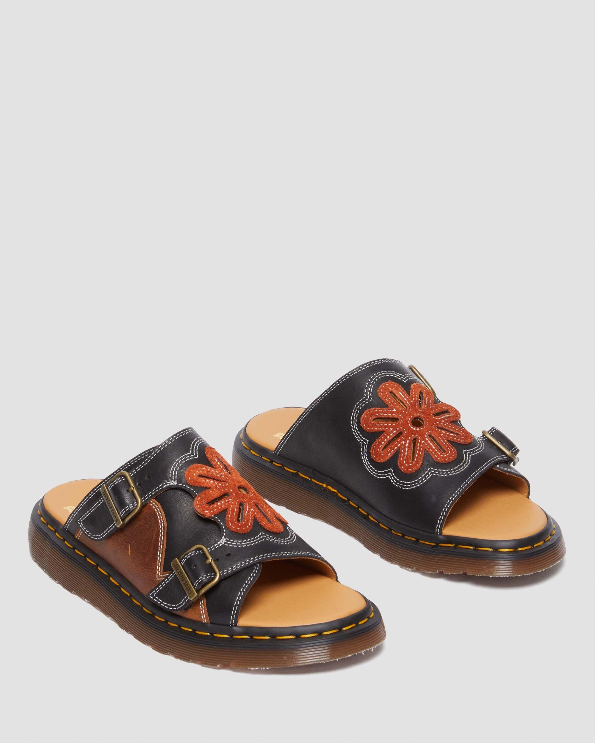 Dayne Made in England Leather & Suede Applique Slides