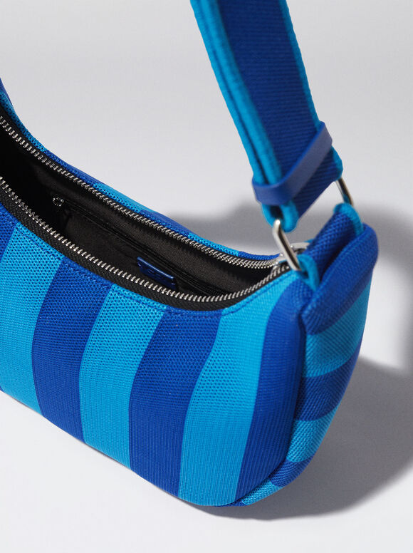 Bolsa de ombro listrada - Azul