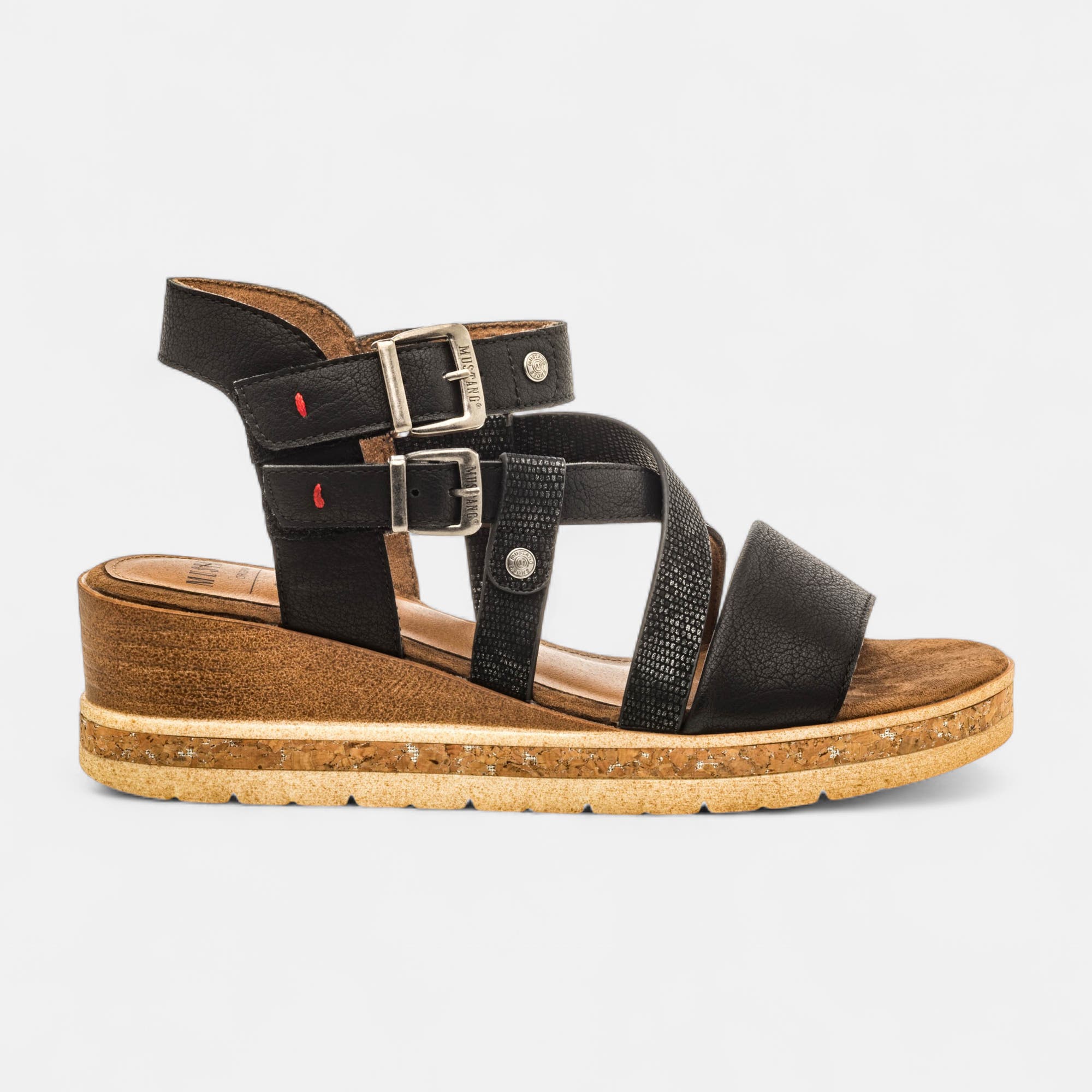 Nu-pieds à talon compensé Femme noir