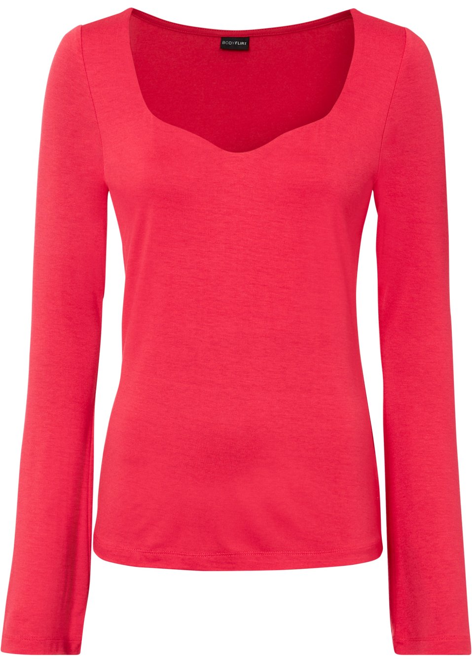 T-shirt manches longues avec décolleté cœur en viscose