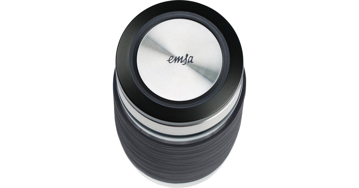 EmsaTea Mug Thermosbeker 0,4 Liter  (Zwart/transparant, Glas, schroefdop)
