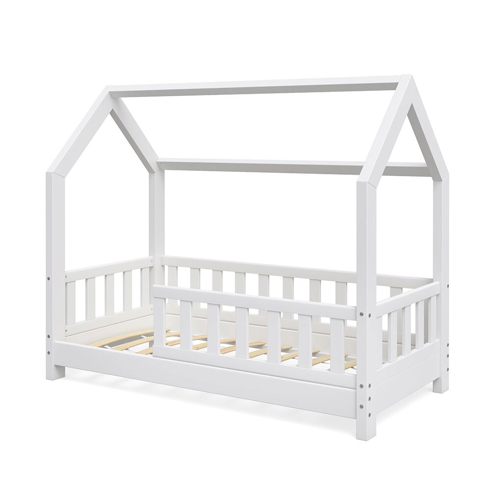 VitaliSpaHausbett WIKI 70x140cm Zaun Weiß Kinderbett Kinderhaus Kinder Bett Holz