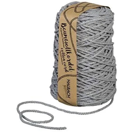 Halbach Baumwollkordel für Makramee, 5 mm, 80 m, 500g, hellgrau