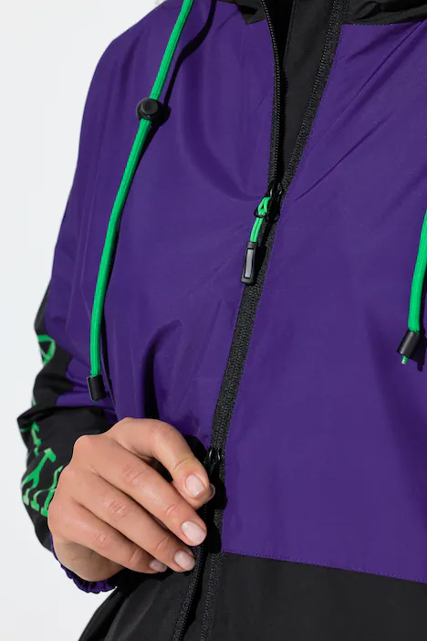 Funktionsjacke, Kapuze, oversized, Fledermaus-Ärmel, lilie