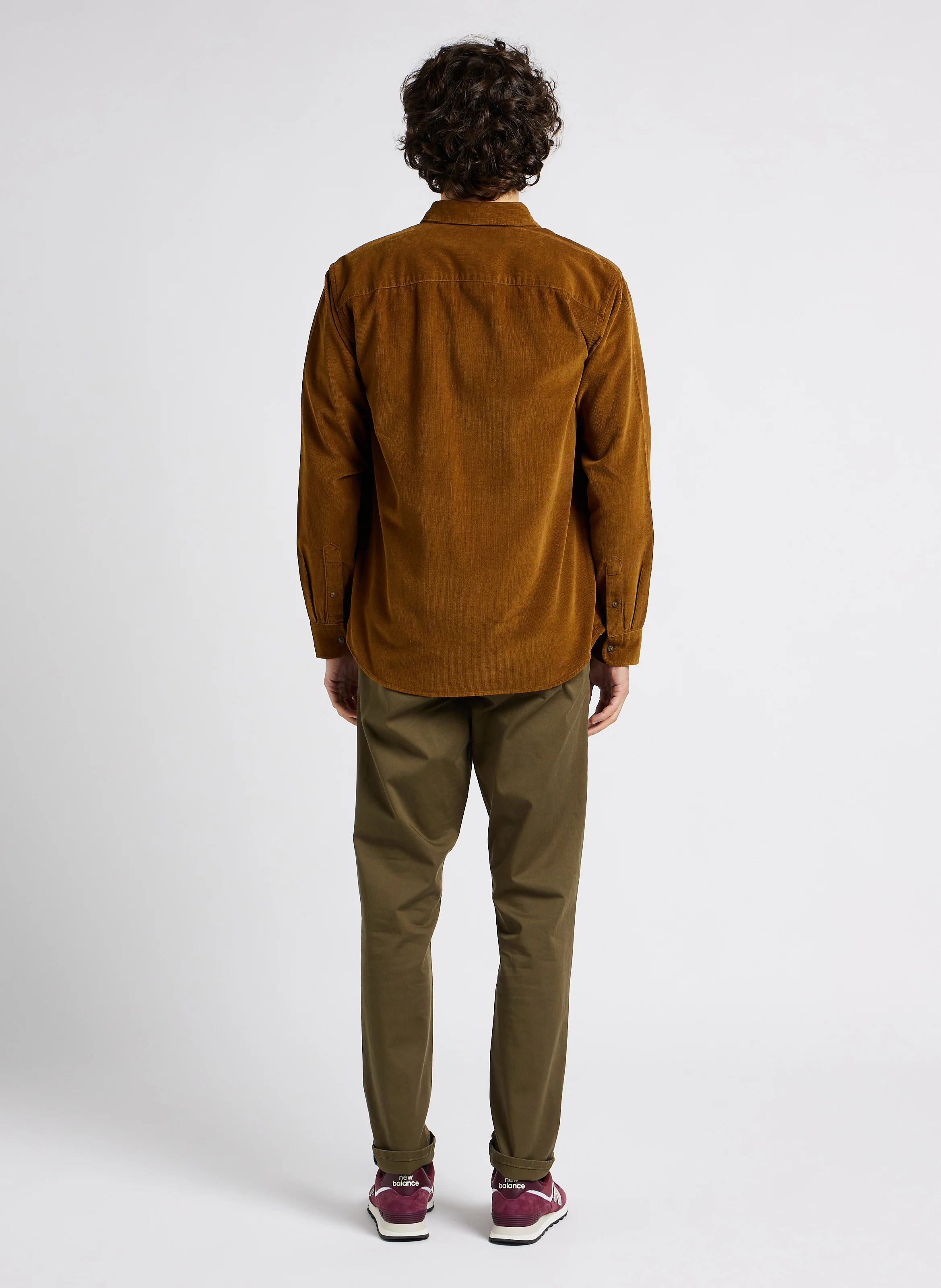 Chemise col classique en coton mélangé| Marron