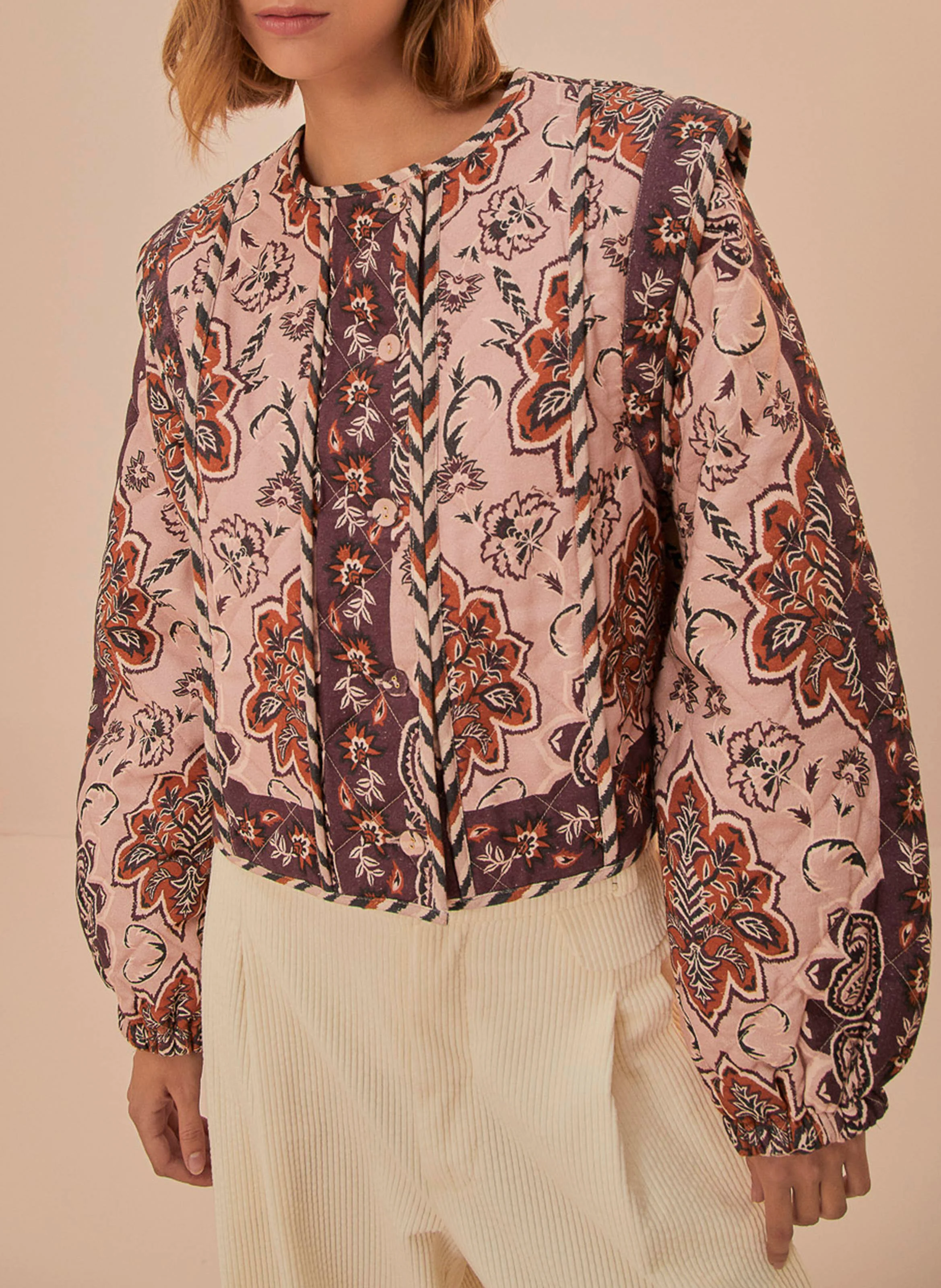 Veste droite en coton imprimé | Multicolore