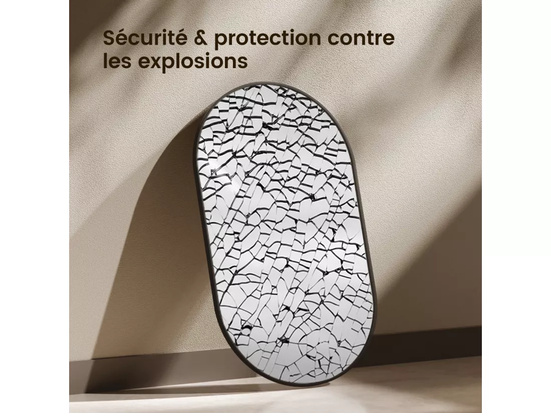 EMKE Miroir mural 60 × 100 cm Miroir ovale avec cadre noir, Miroir non lumineux salle de bain