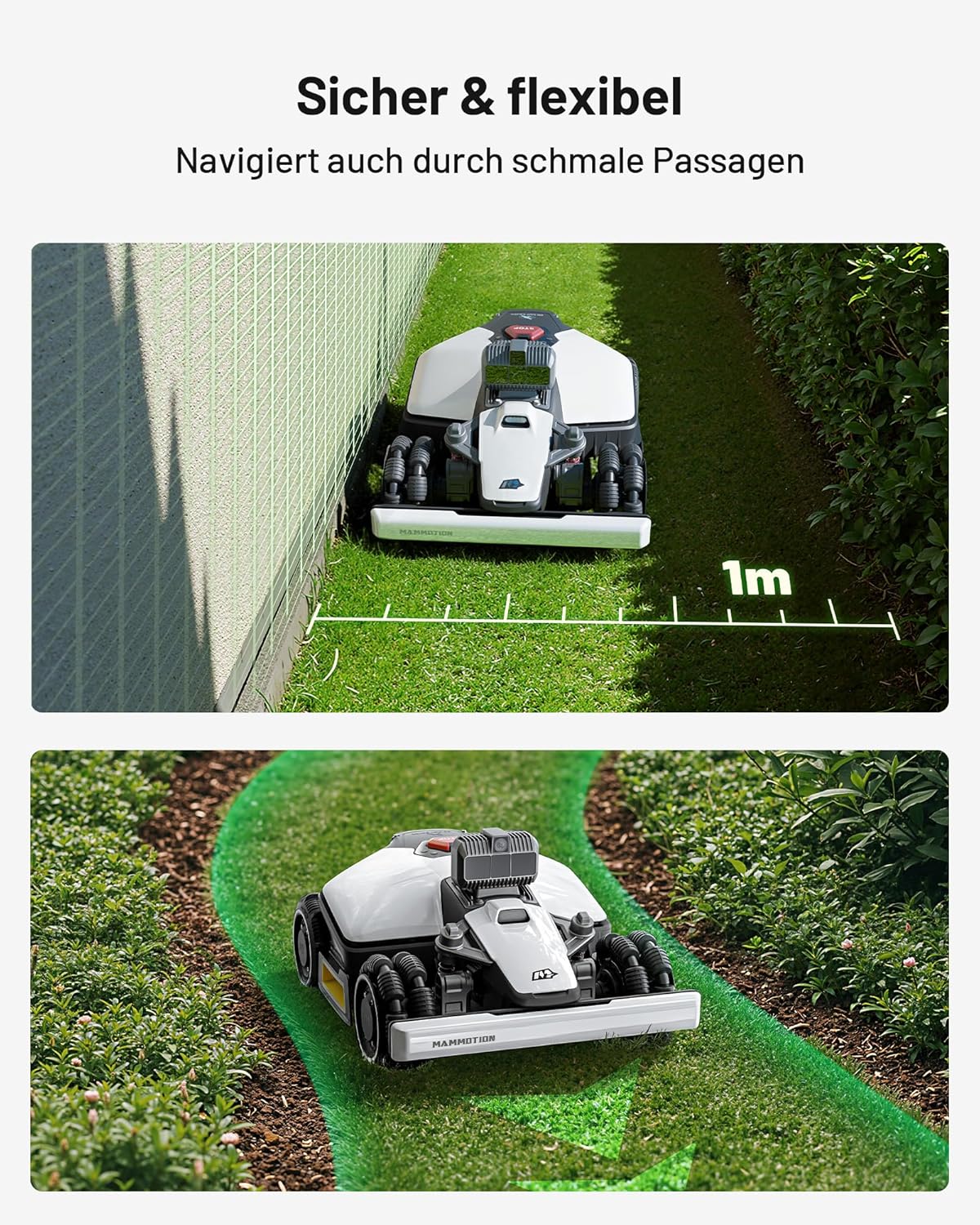 MAMMOTION LUBA mini AWD LiDAR Mähroboter ohne Begrenzungskabel Mit 3D LiDAR + Vision, Ohne RTK-Antenne, Automatische Kartierung, empf. für 1.500 m², 4G-Modul, bis zu 80% Steigung