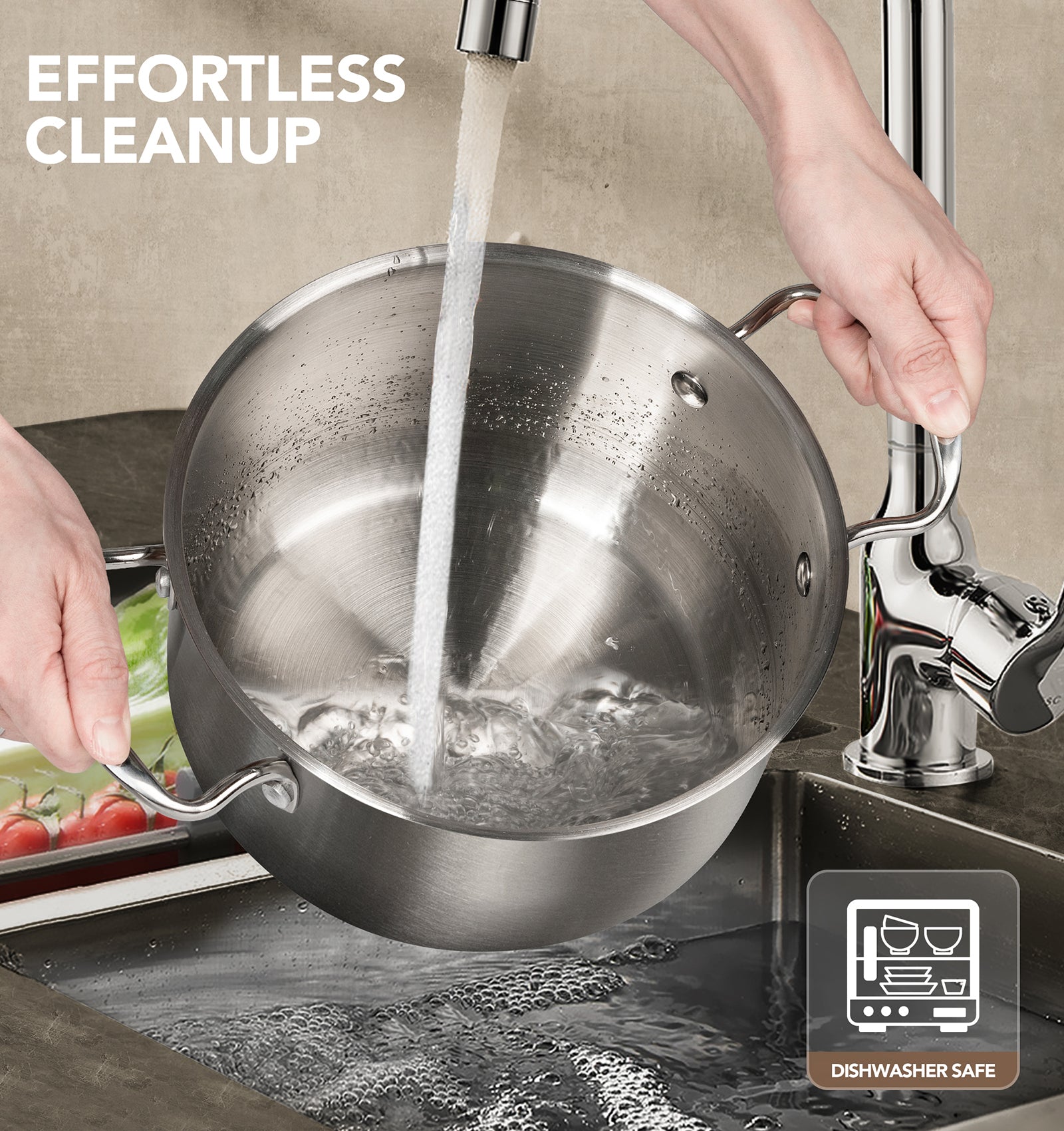Michelangelo Stainless Steel pots and pans set, 6 Piece Kitchen Pots Set