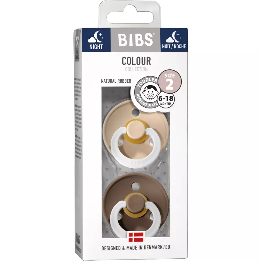 BIBS® Schnuller Colour Dark Oak  Vanilla Night 6-18 Monate, 2 Stk.