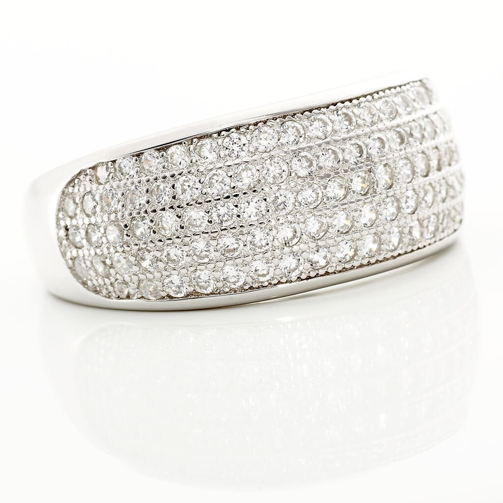 Bague Jonc Kamille Argent Blanc Oxyde De Zirconium