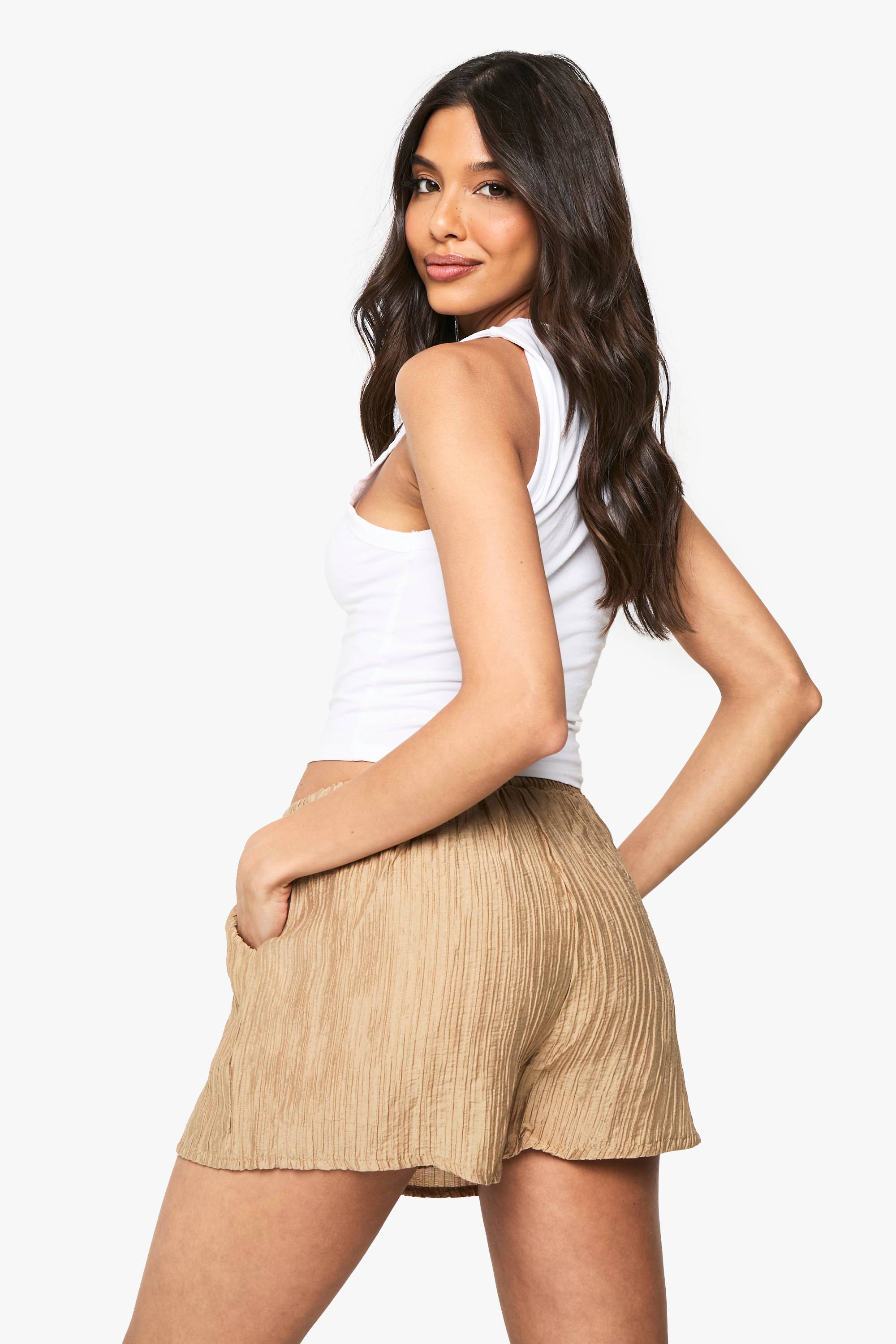 boohoo Shorts Flippy tissés froissés