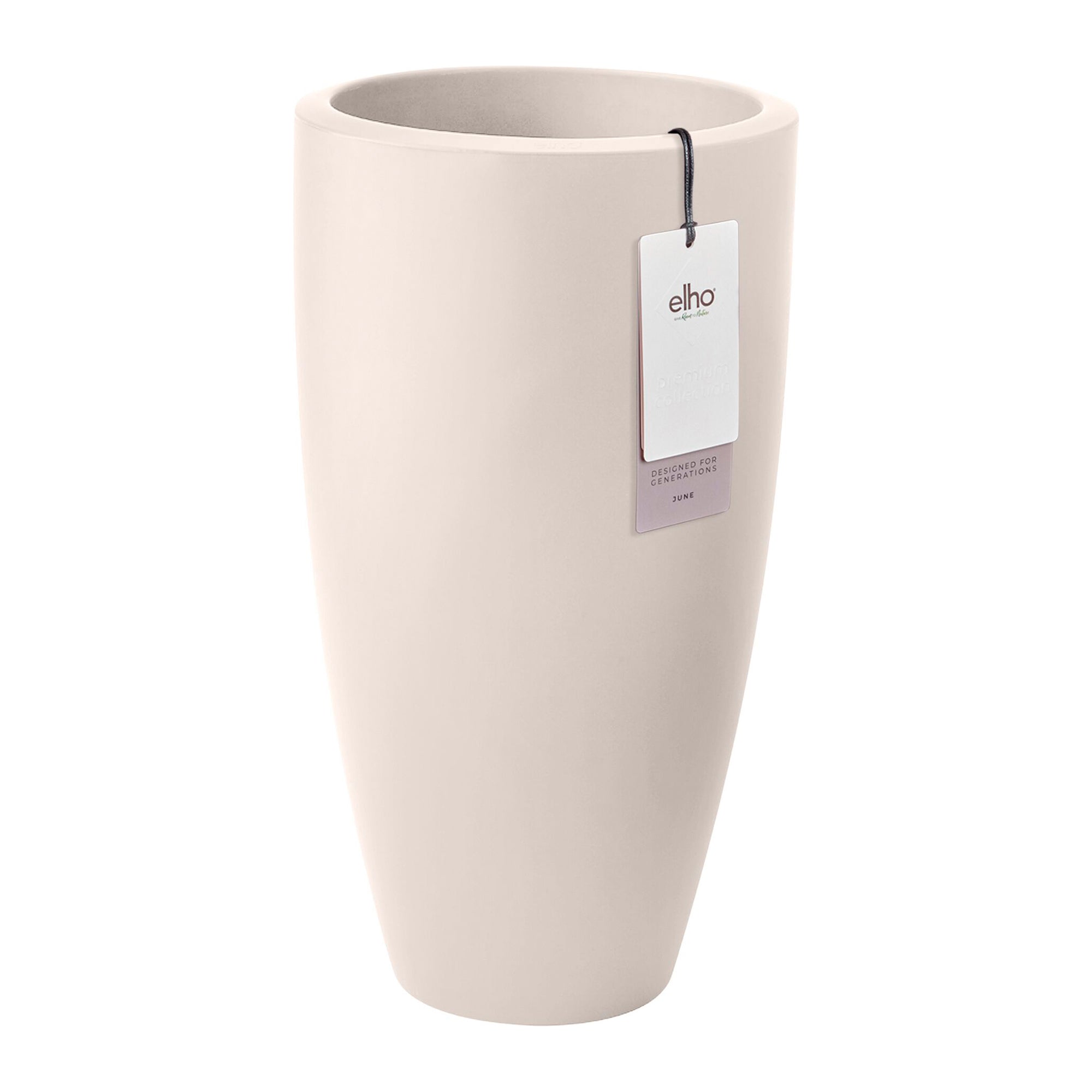 Elho June Round High 30 - Linnen wit - L 30 x B x H 53 cm - Binnen en Buiten - 100% gerecycled kunststof