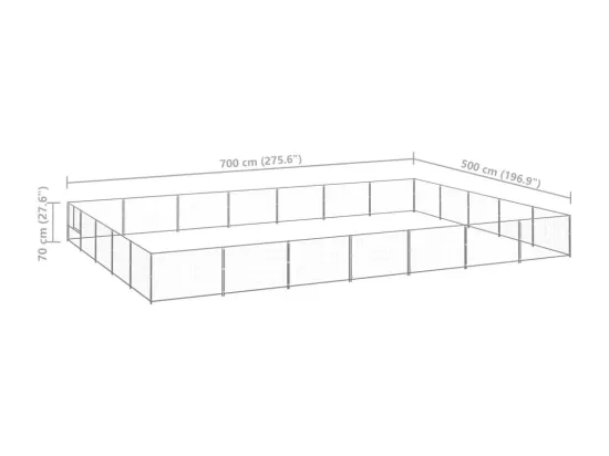 Chenil extérieur cage enclos argenté 700 x 500 x 70 cm 02_0000271