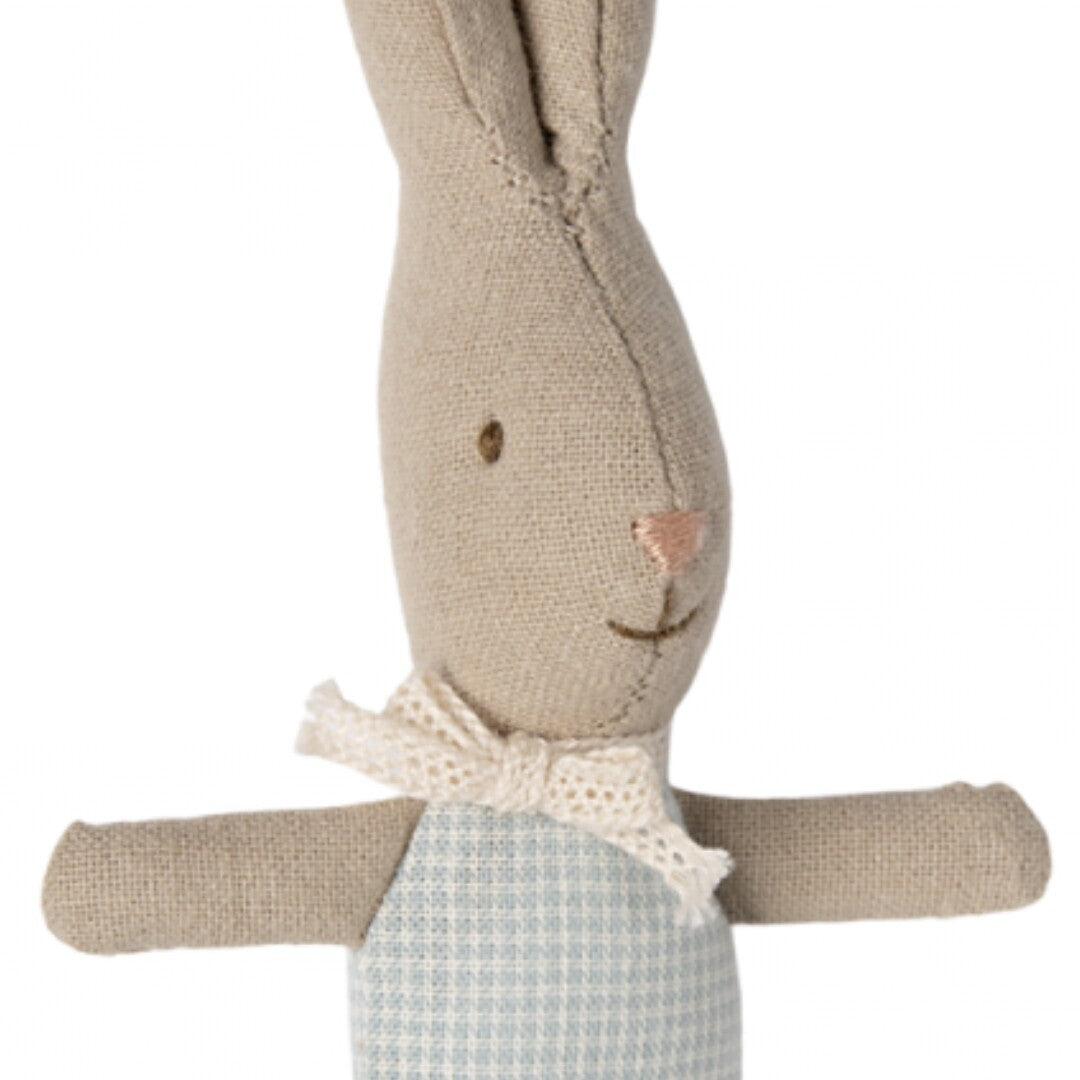 Maileg knuffelkonijn - my - light blue check - 11 cm
