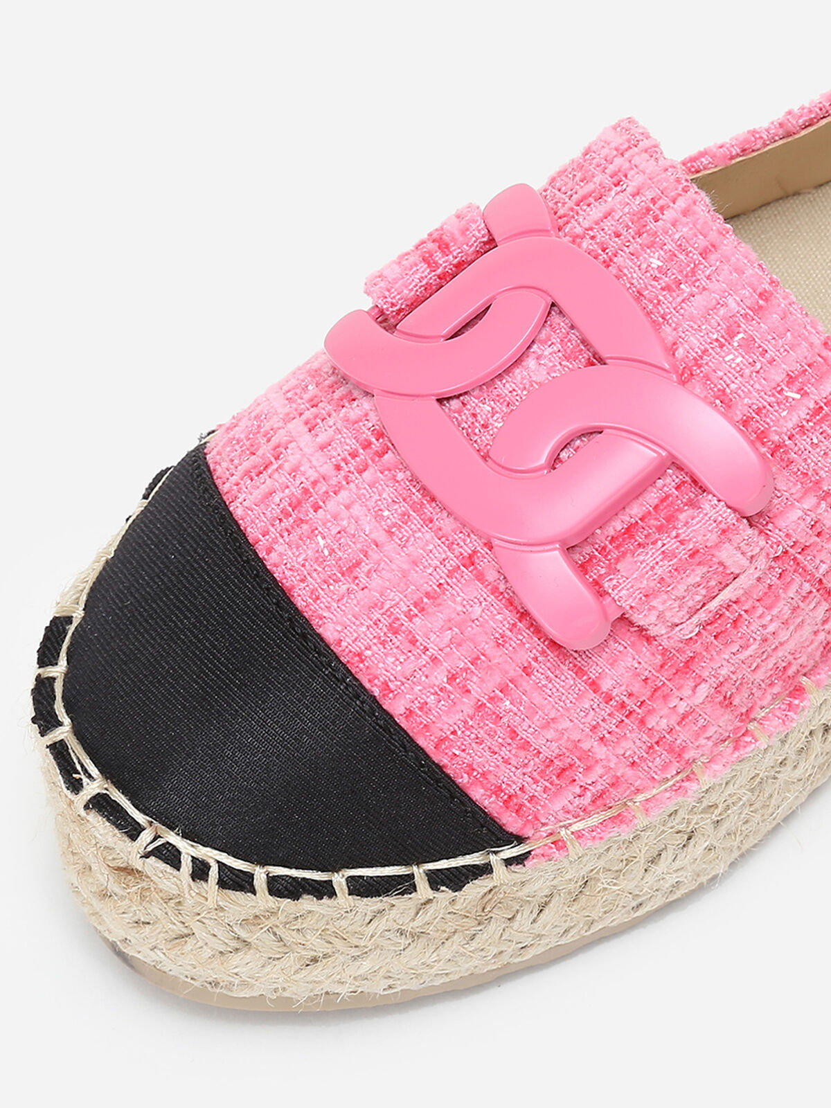 Espadrilles effet tweed avec bride- Fuchsia