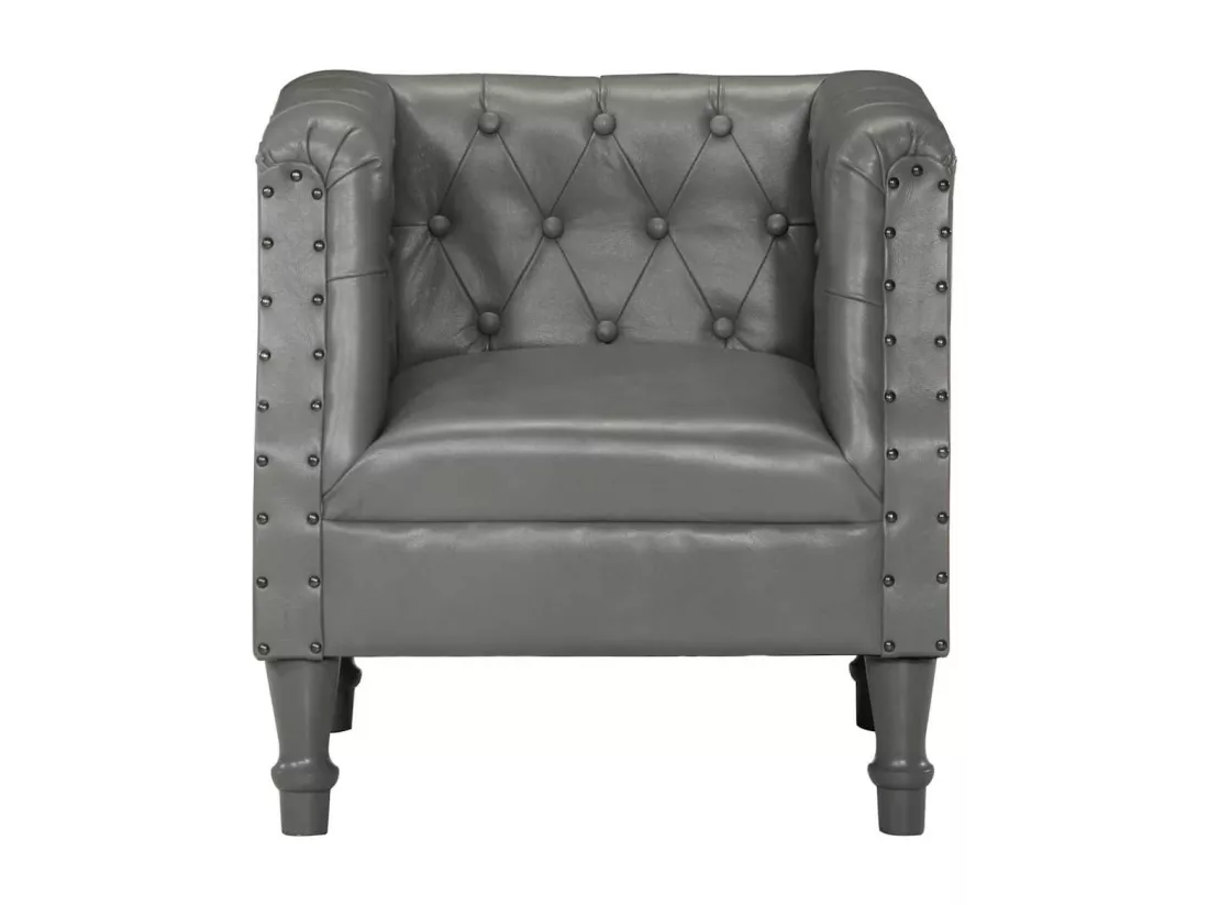 Chaise cabriolet gris cuir véritable