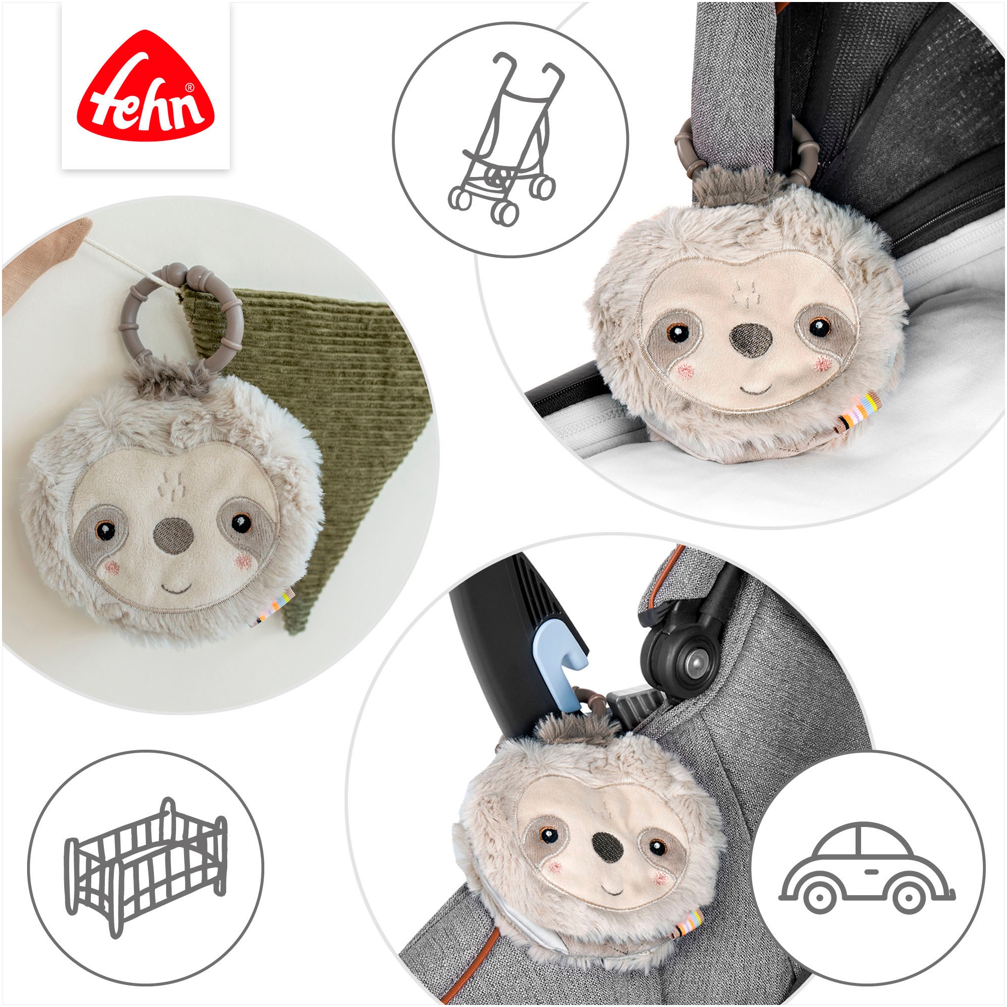Fehn Greifspielzeug »Lazy, Crazy & Pink, Stoffbuch Faultier«