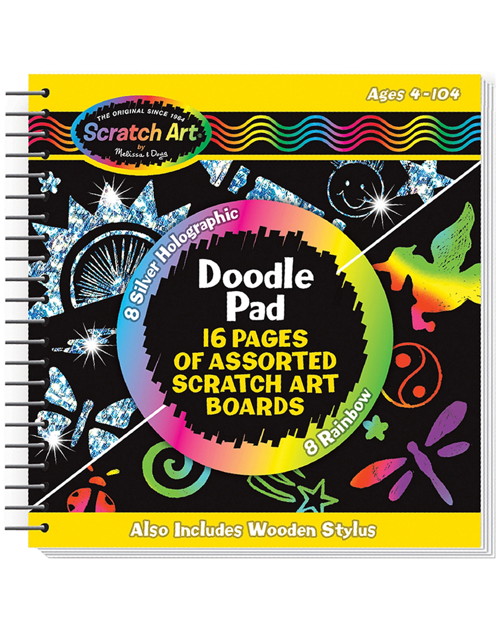 Kratzbild-Spiralblock SCRATCH ART - DOODLE mit Holzstift