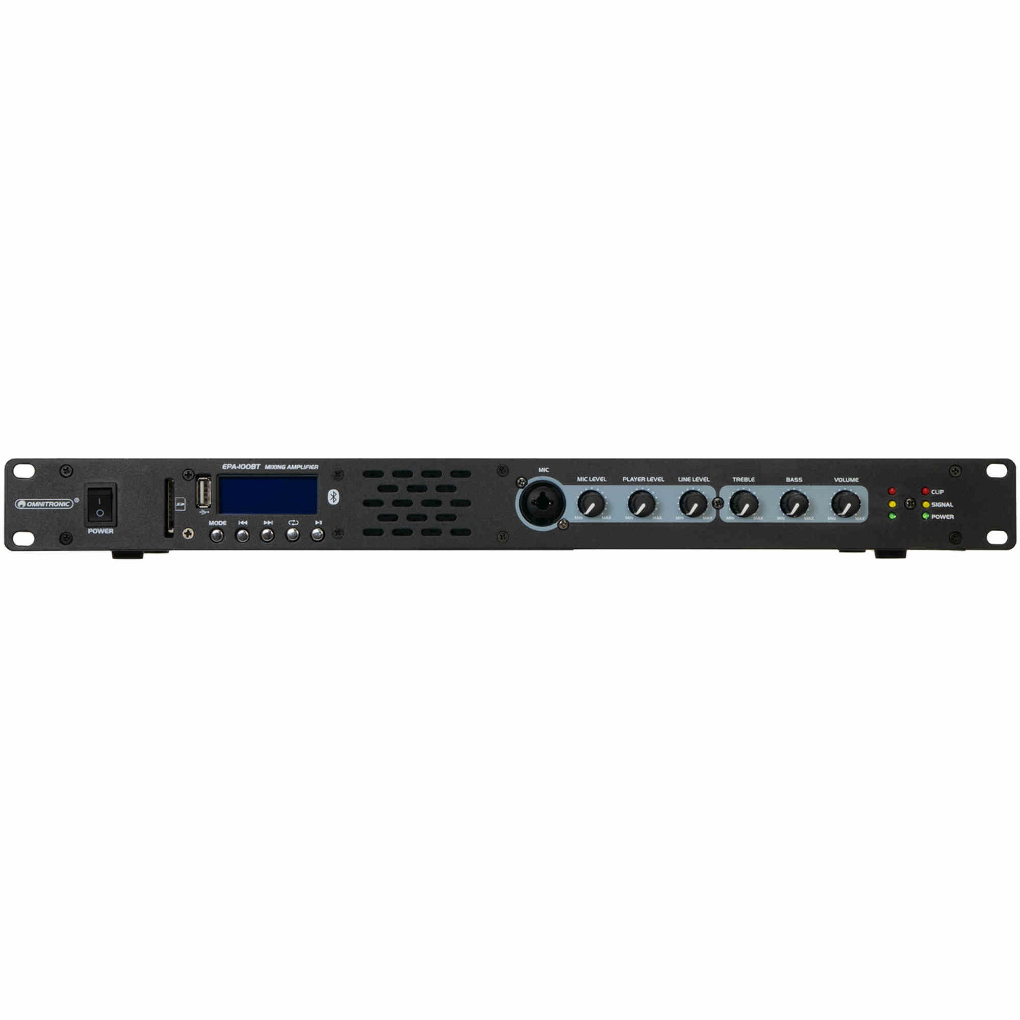 Omnitronic EPA-100BT rackmixer/versterker met audio speler