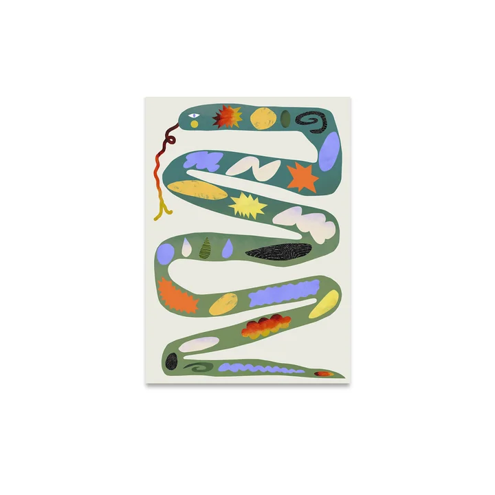 Paper Collective - Green Snake Poster, 30 x 40 cm