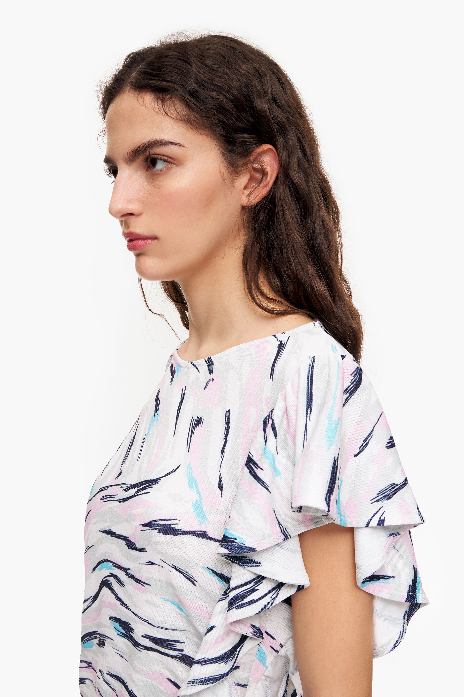 Camiseta com estampa de asa de borboleta branca