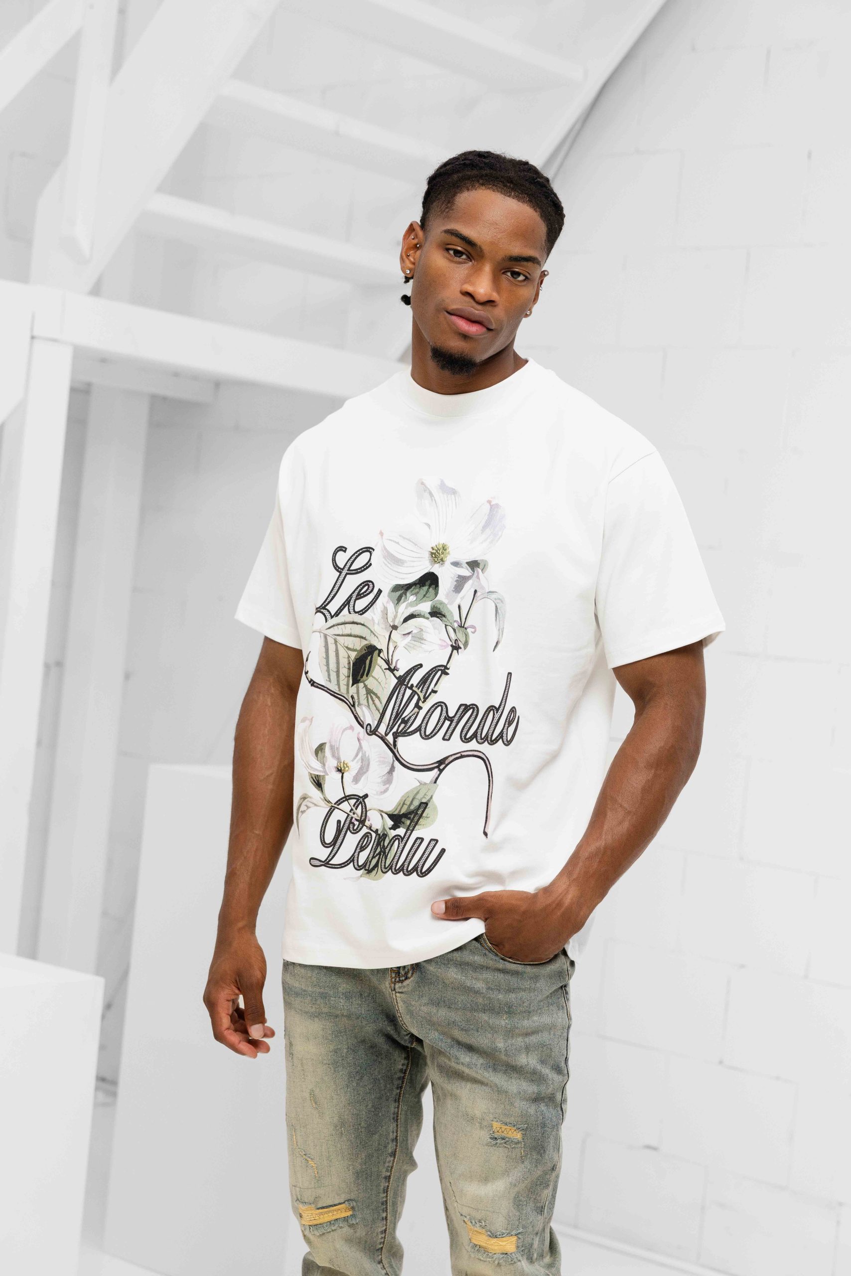 Le Monde Perdu Corlus Florida T-Shirt Heren Gebroken Wit
