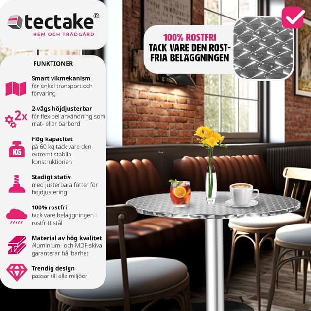 Cafebord i aluminium Ø60cm