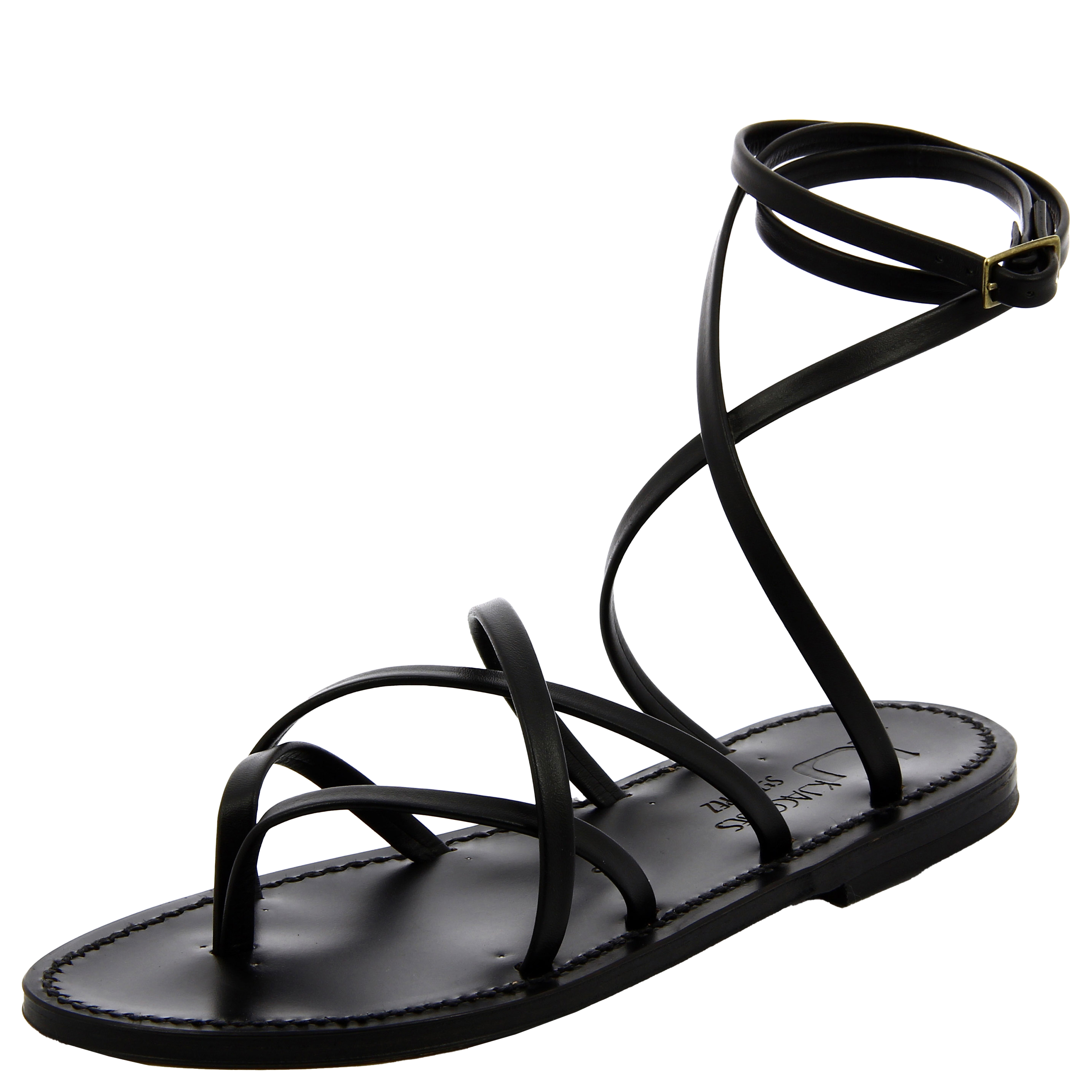 ZENOBIE - Sandales plates à brides en cuir | Noir